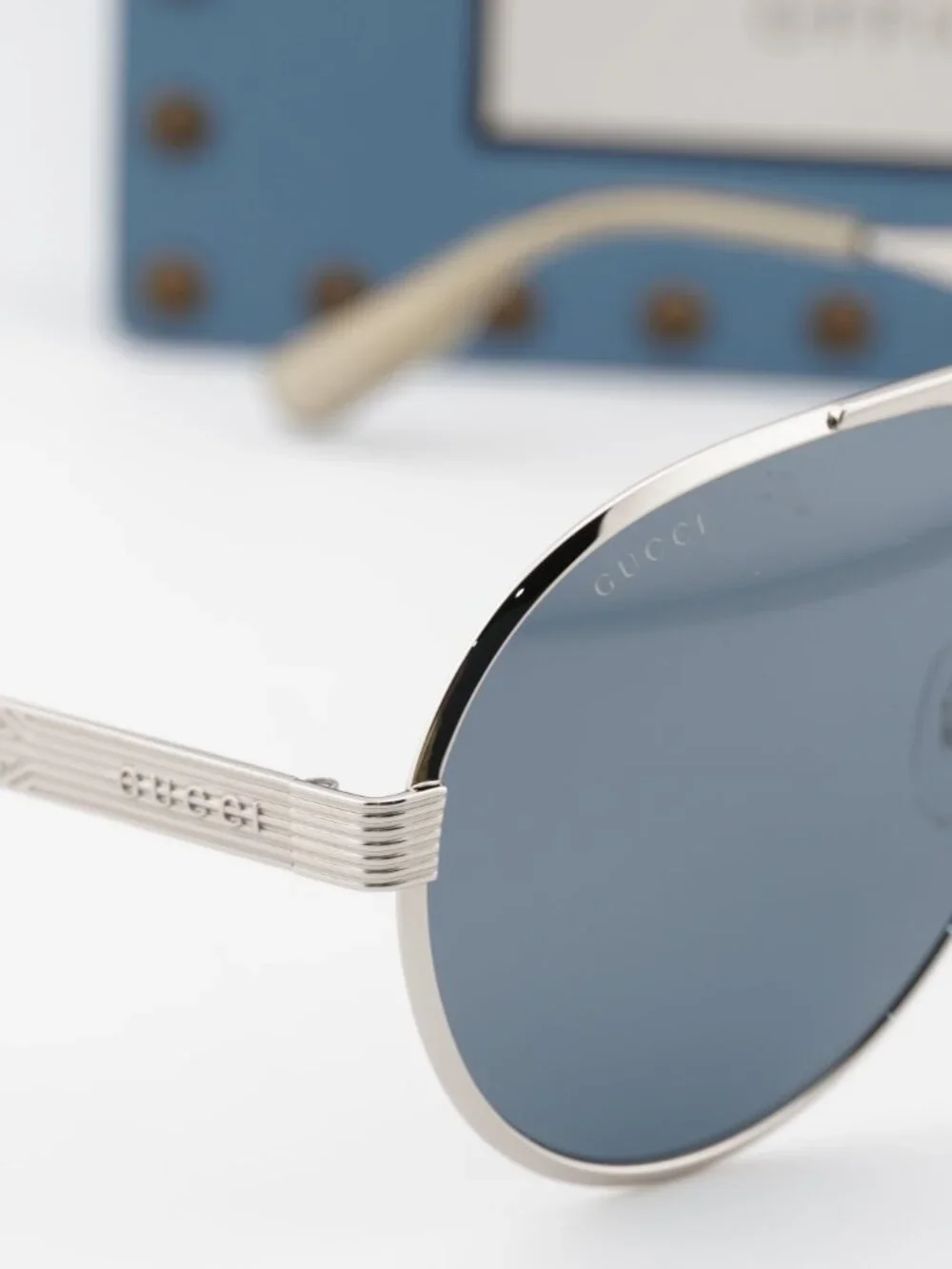 Gucci GG1513S 003 Aviator Sunglasses - Silver\Smoke with Silver Mirror